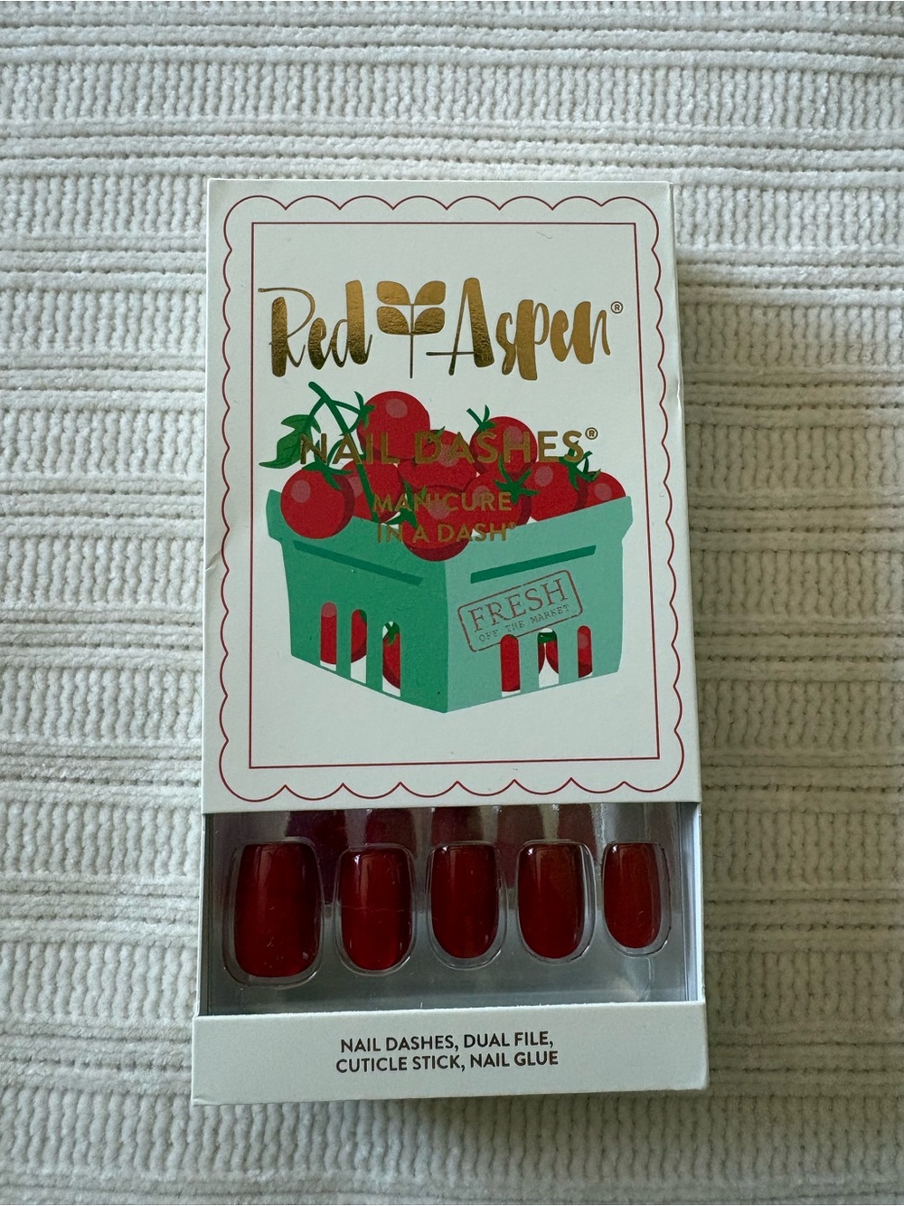 Red Aspen NAIL DASHES PressOn Nails Shimmering Red Sun Rippened Tomatoes Tovi - Picture 2 of 8